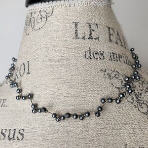 Pearlecent Black Floating Bead Choker Necklace